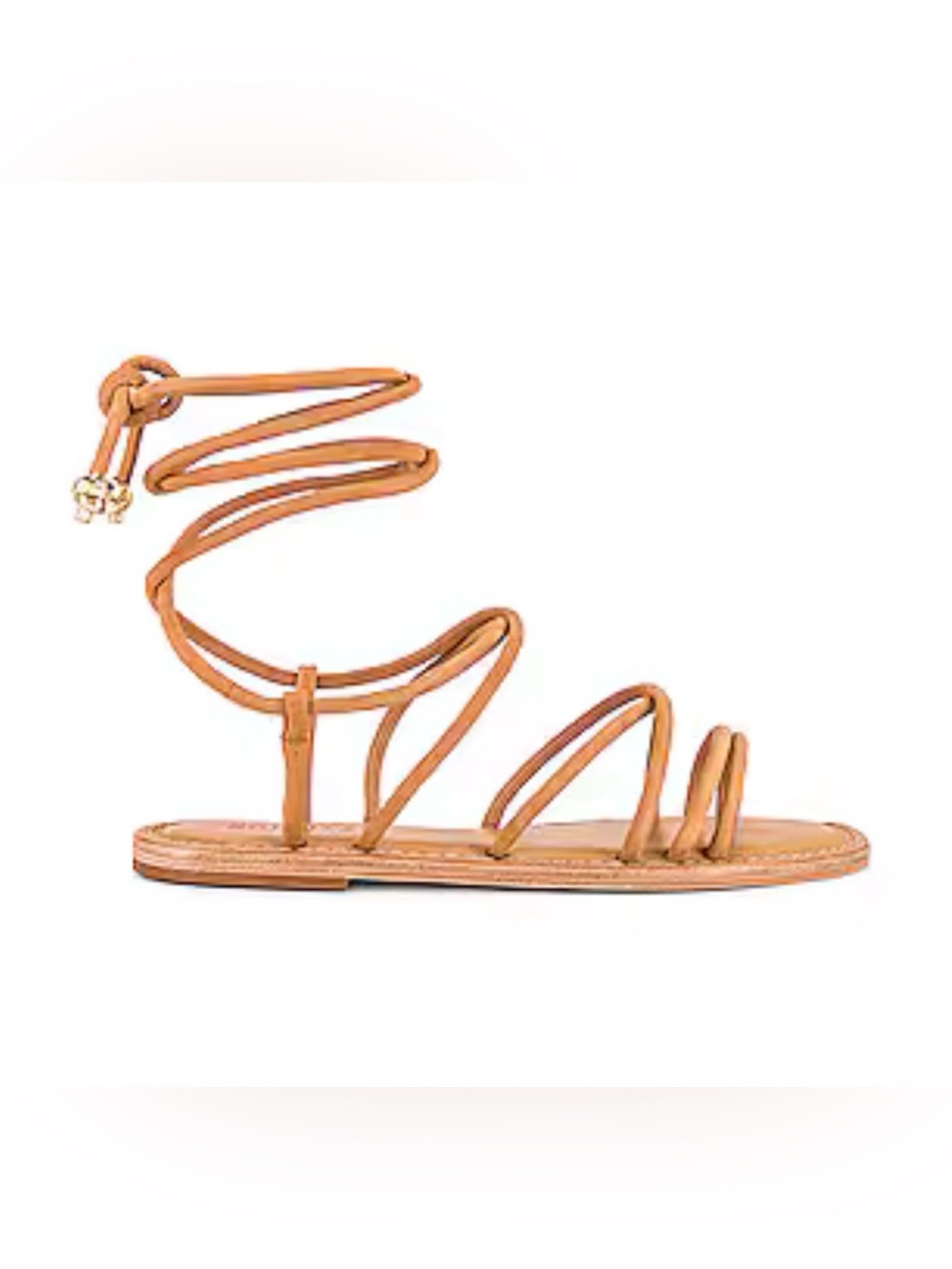 Schutz Madalena Flat Lace-Up Sandals Nougat Caramel NWT Size 7B - Picture 3 of 12